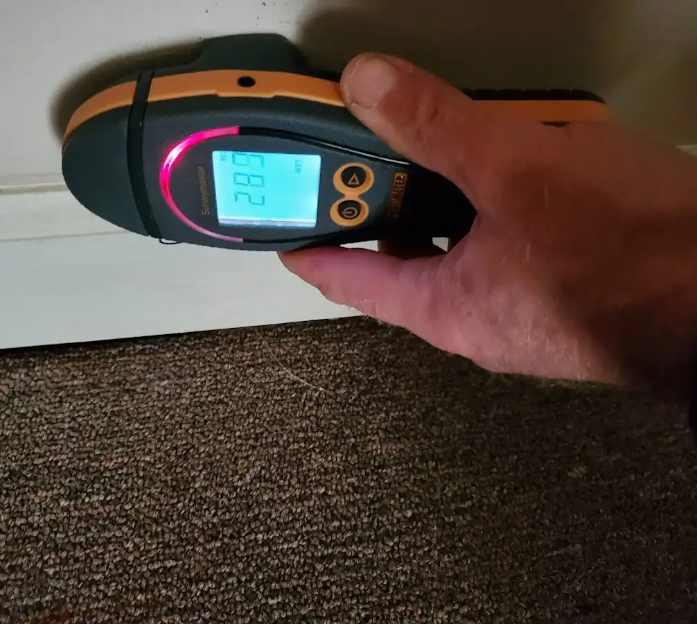 Moisture detection at baseboard during Burst Pipe Cleanup in Villa Rica